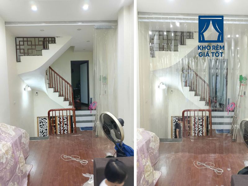 rèm nhựa kéo xếp trong suốt kho rèm giá tốt