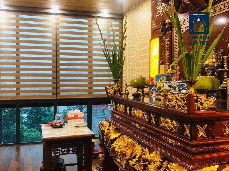mẫu rèm cầu vồng phòng thờ đẹp