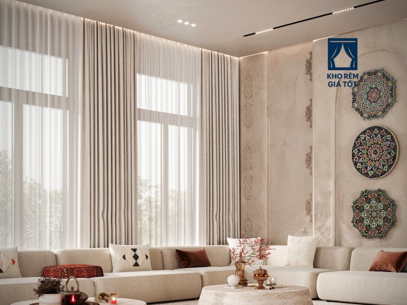 mẫu rèm vải hai lớp đẹp cho phòng khách