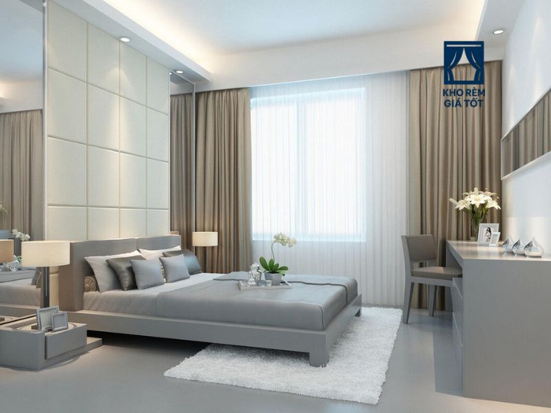 mẫu rèm vải phòng ngủ phong cách hiện đại