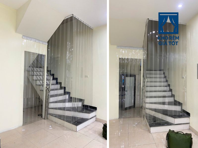 rèm nhựa PVC ngăn lạnh điều hòa cầu thang kho rèm giá tốt